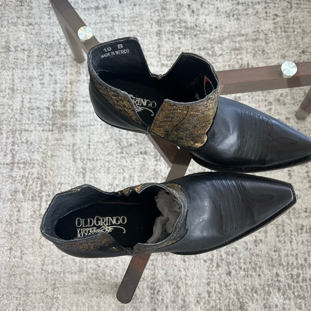 Old Gringo Black and Gold Western Ankle Booties Sz 10